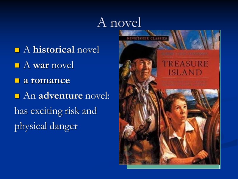 A novel A historical novel A war novel a romance An adventure novel: has